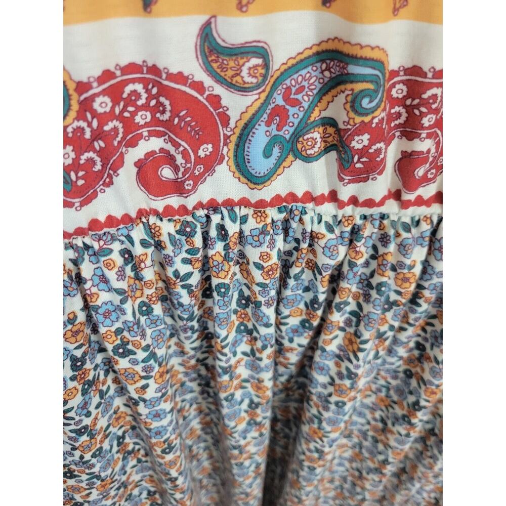 Boho Midi A-Line Dress Blue Ditsy Floral‎ Paisley Print Summer Women's Size 3XL - Picture 8 of 10